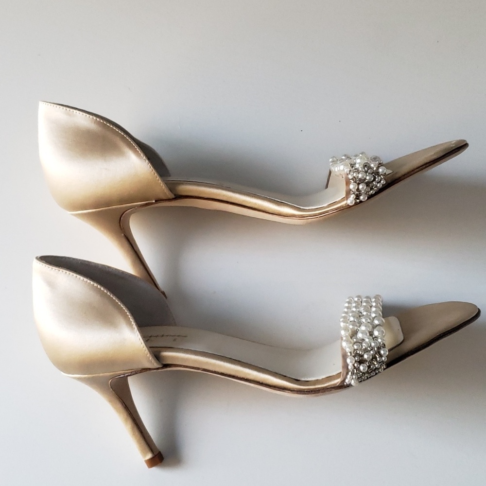 Anthropologie X BHLDN Oyster Bed D'orsay Heels - Picture 7 of 8